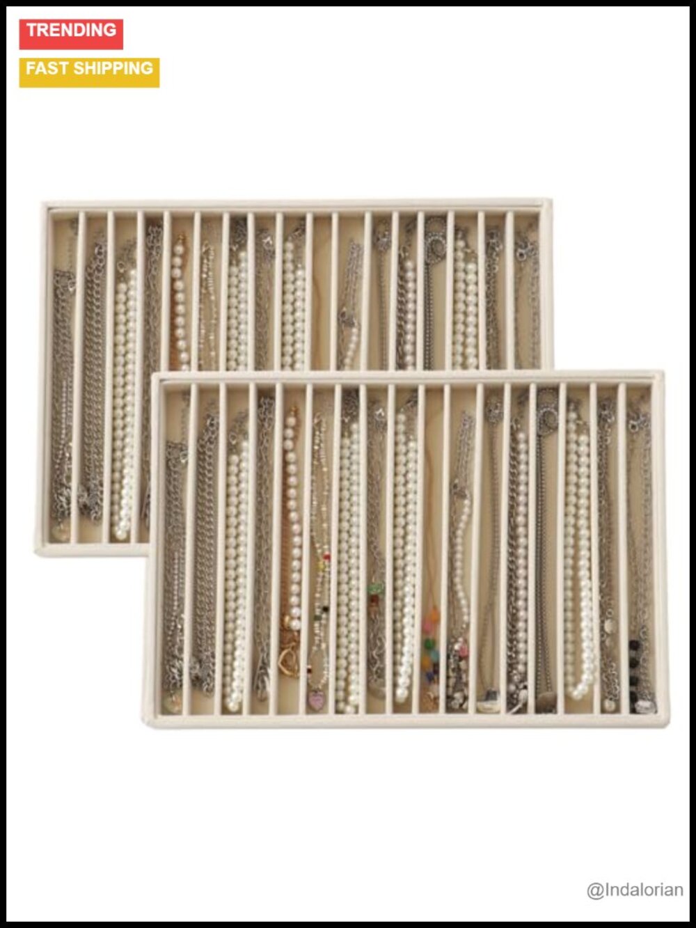Velvet Jewelry Tray Display Drawer Inserts 2 Pack Stackable Organizer